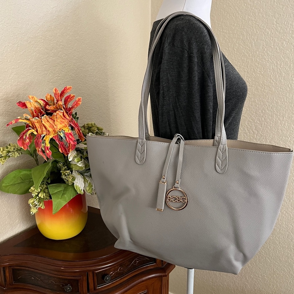 BCBG Vegan Pebbled Leather Reversible Tote Bag